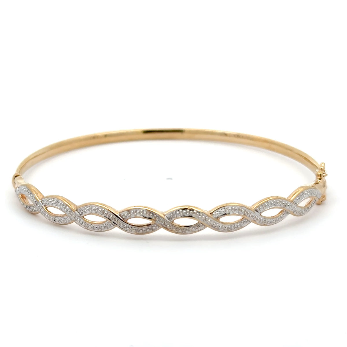 9ct Yellow Gold Diamond Twist Bangle