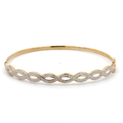 9ct Yellow Gold Diamond Twist Bangle