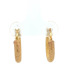9ct Frosted Finish Yellow Gold Hoop Earrings