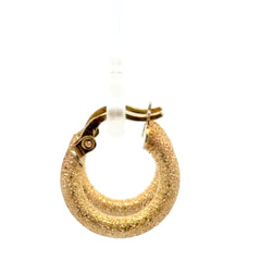 9ct Frosted Finish Yellow Gold Hoop Earrings