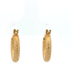 9ct Frosted Finish Yellow Gold Hoop Earrings