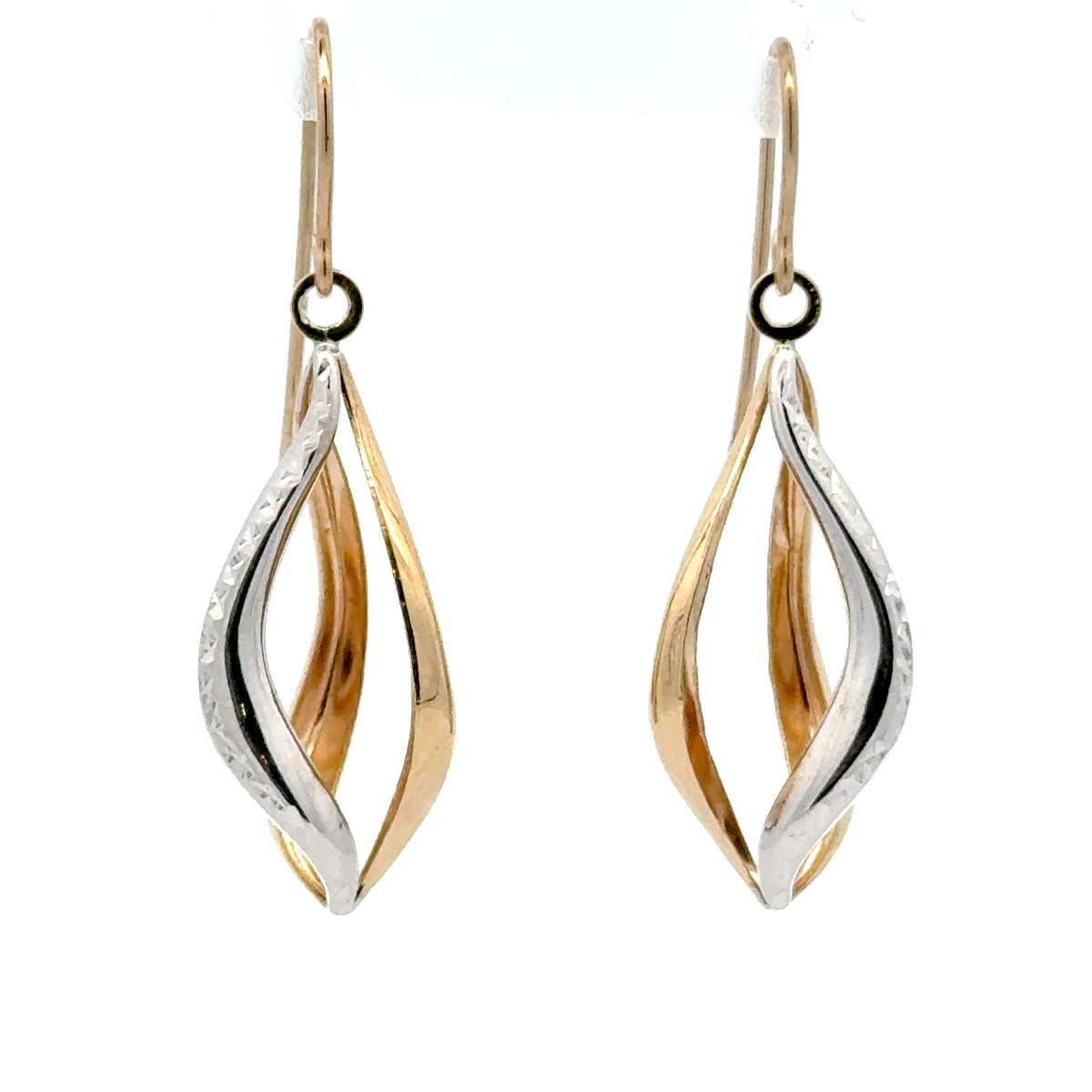 9ct Yellow Gold Twisted Dangle Earrings