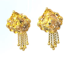 20ct Yellow Gold Floral Motif Drop Earrings