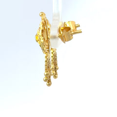 20ct Yellow Gold Floral Motif Drop Earrings