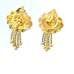 20ct Yellow Gold Floral Motif Drop Earrings