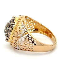 18ct Yellow Gold Diamond Cluster Cocktail Ring with Filigree Band