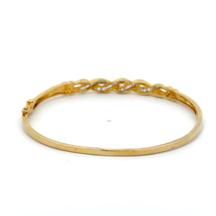 10ct Yellow Gold Twisted Baguette Diamond Bangle