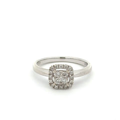 9ct White Gold Diamond Cluster Halo Ring