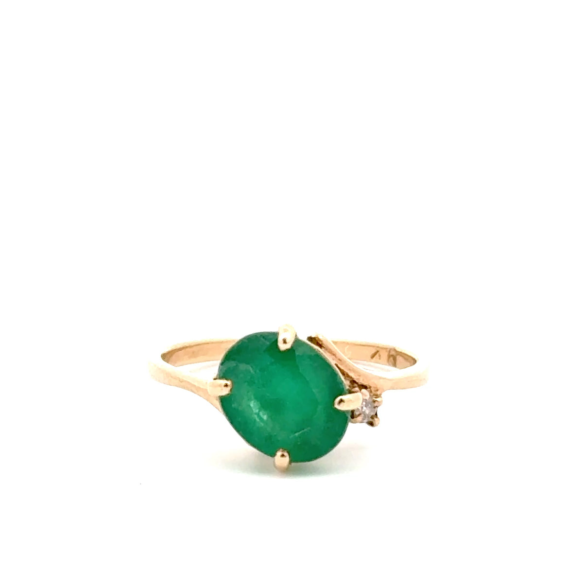 9ct Yellow Gold Oval Green Asymmetrical Bypass Ring