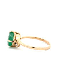 9ct Yellow Gold Oval Green Asymmetrical Bypass Ring