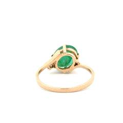 9ct Yellow Gold Oval Green Asymmetrical Bypass Ring