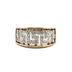 9ct Yellow Gold Diamond Greek Key Openwork Ring