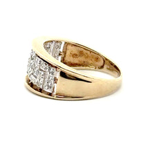 9ct Yellow Gold Diamond Greek Key Openwork Ring