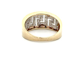 9ct Yellow Gold Diamond Greek Key Openwork Ring