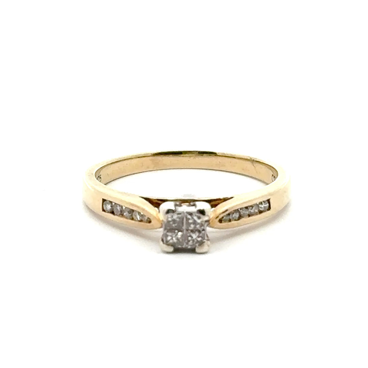 9ct Yellow Gold Diamond Cluster Engagement Ring