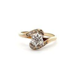 9ct Yellow Gold Diamond Bypass Cocktail Ring