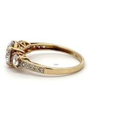 9ct Yellow Gold Round Cubic Zirconia Three-Stone Ring