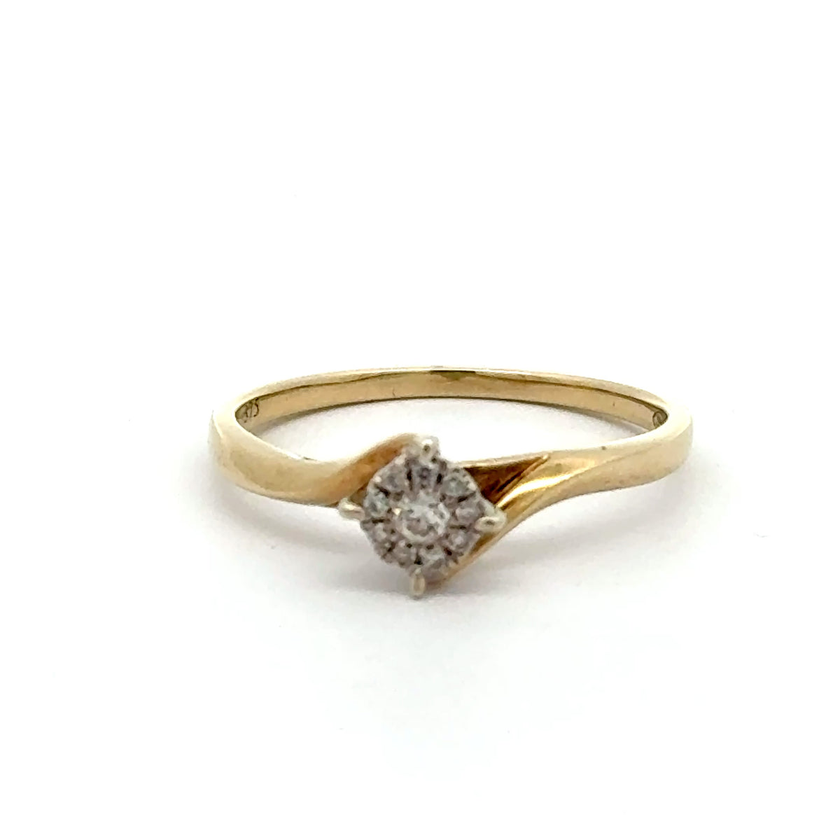 9ct Yellow Gold Diamond Bypass Cluster Ring