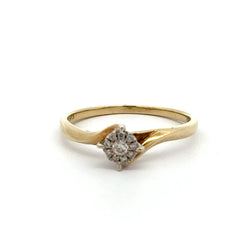 9ct Yellow Gold Diamond Bypass Cluster Ring