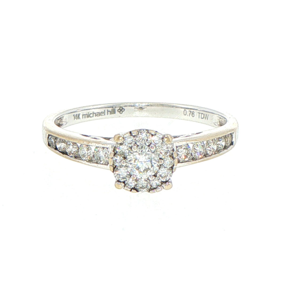 14ct White Gold Diamond Cluster Engagement Ring