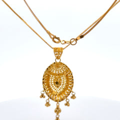 22ct Yellow Gold Ornate Filigree Pendant Necklace