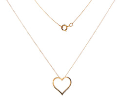 10ct Yellow Gold Diamond Open Heart Pendant Necklace
