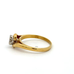 18ct Yellow Gold Bypass Solitaire Diamond Ring