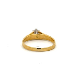 18ct Yellow Gold Diamond Solitaire Ring with Textured Shoulders