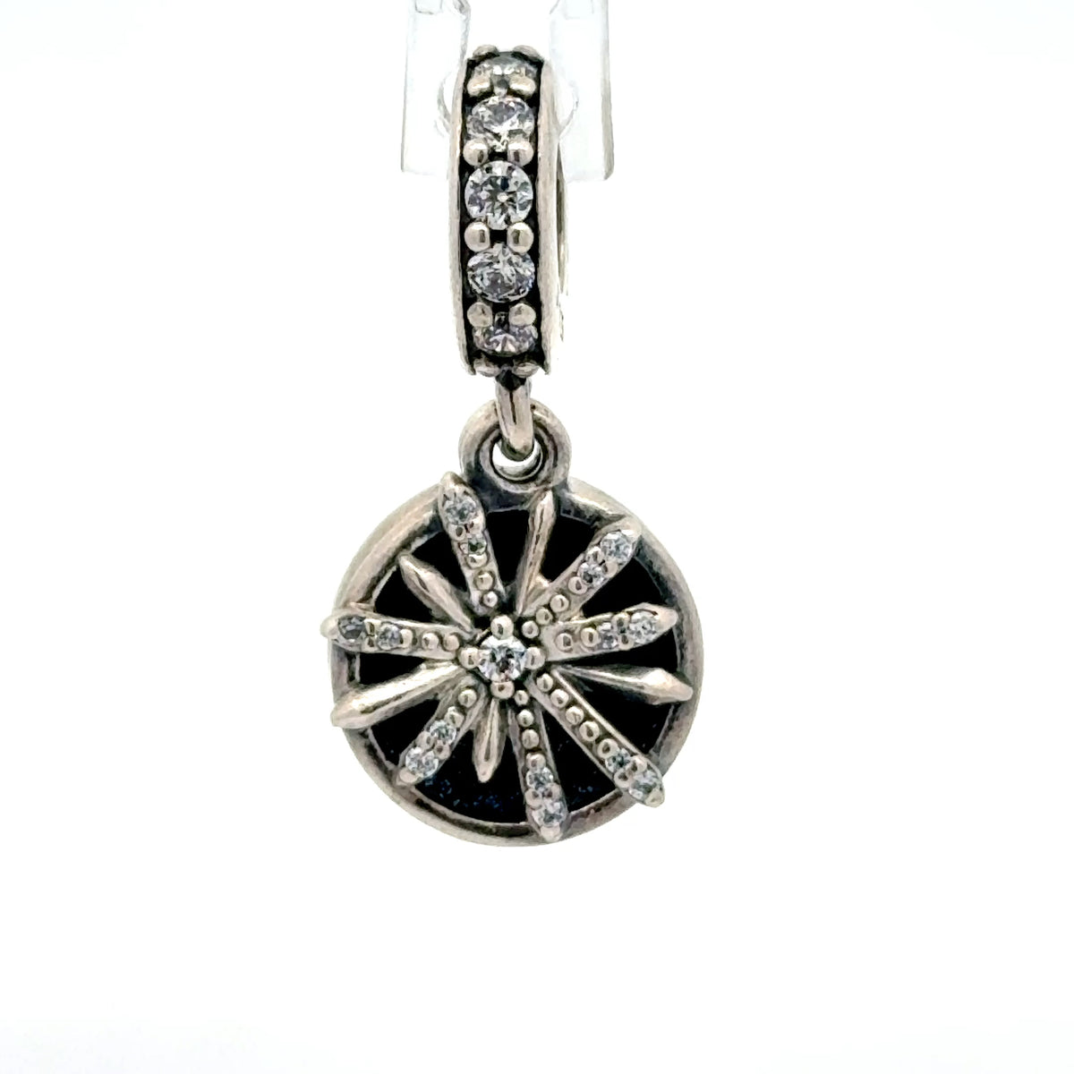 Pandora Silver Enamel Dazzling Wishes Dangle Pendant with Clear Stones