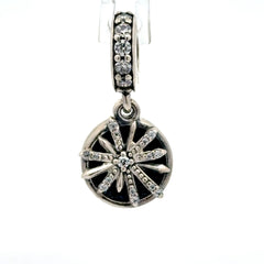 Pandora Silver Enamel Dazzling Wishes Dangle Pendant with Clear Stones