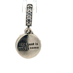 Pandora Silver Enamel Dazzling Wishes Dangle Pendant with Clear Stones