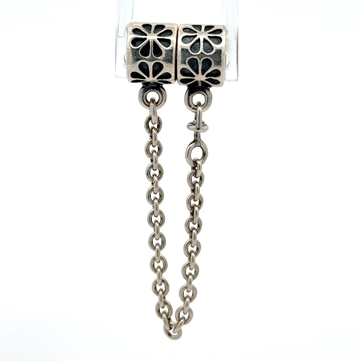 Pandora Silver Floral Motif Safety Chain Charm