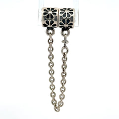 Pandora Silver Floral Motif Safety Chain Charm