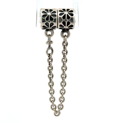 Pandora Silver Floral Motif Safety Chain Charm