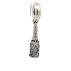 Pandora Silver Celebration Time Sparkling Wine Cubic Zirconia Dangle Charm