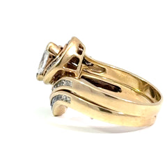 9ct Yellow Gold Marquise Cubic Zirconia Bypass Bridal Ring Set