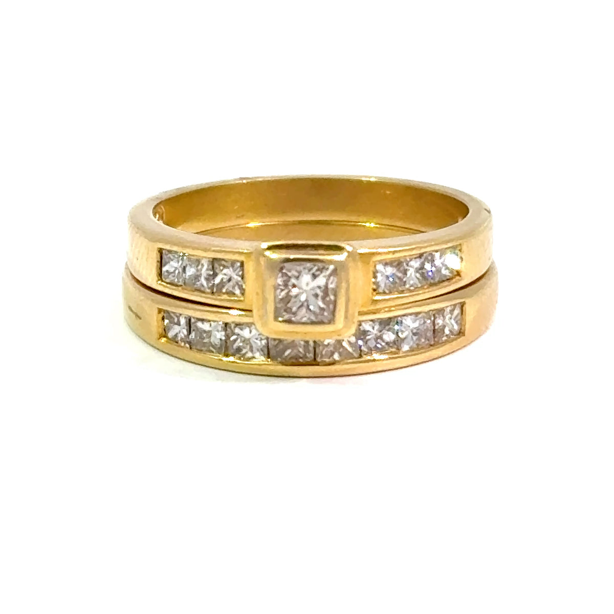 18ct Yellow Gold Diamond Stackable Ring Set