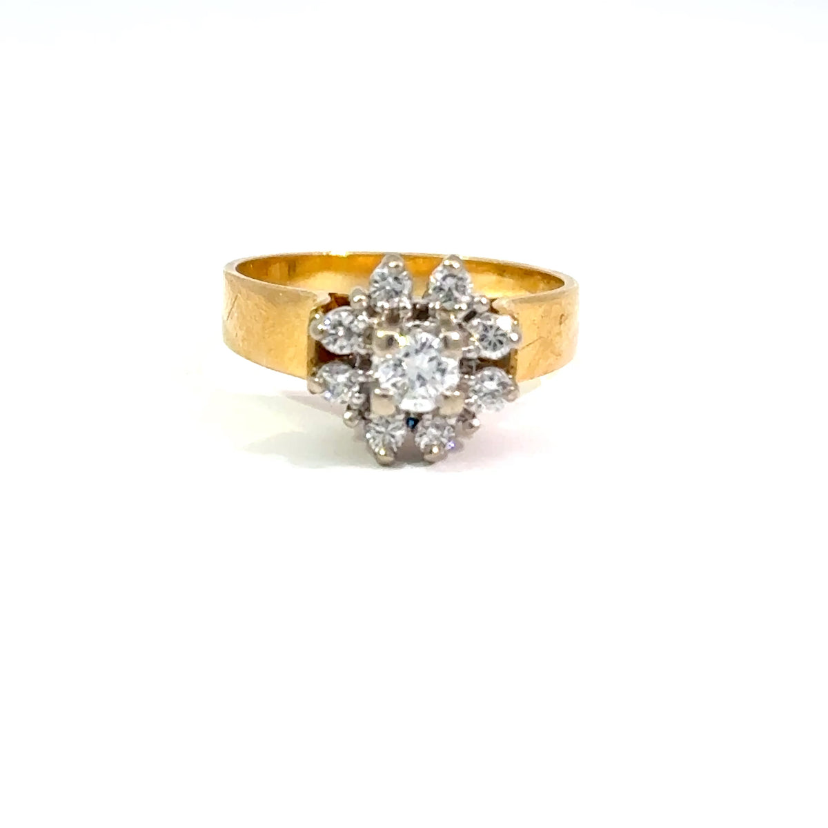 18ct Yellow Gold Diamond Floral Cluster Ring