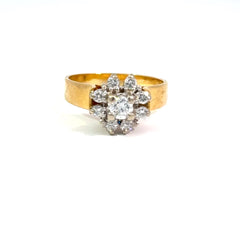 18ct Yellow Gold Diamond Floral Cluster Ring