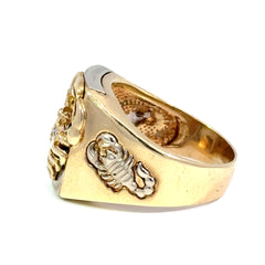9ct Yellow Gold Cubic Zirconia Scorpion Motif Signet Ring