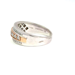 10ct White Gold Three-Row Diamond Band Ring