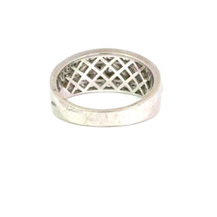 10ct White Gold Three-Row Diamond Band Ring
