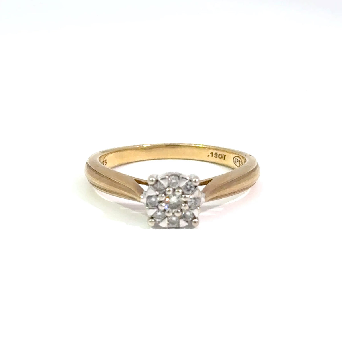 9ct Yellow Gold Diamond Cluster Multi-Stone Ring