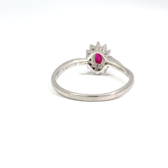Platinum Red Stone Halo Cocktail Ring
