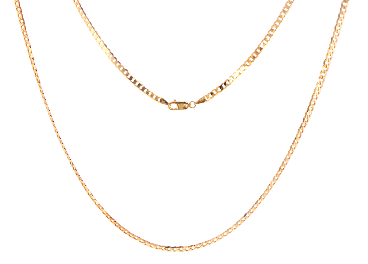 9ct Yellow Gold Flat Curb Chain Necklace
