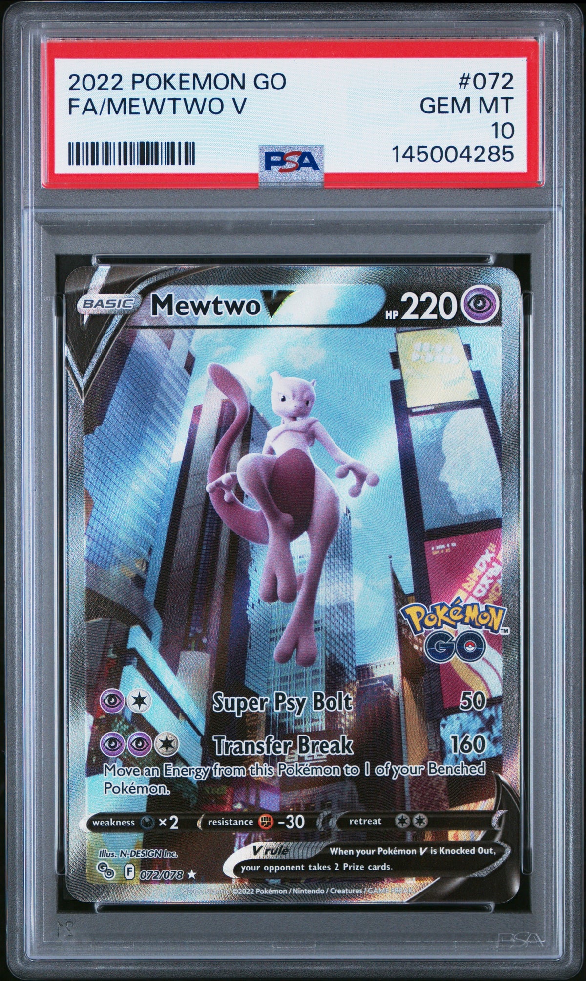 Pokémon - PSA 10 Mewtwo V 072/078