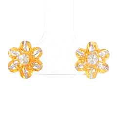 21ct Yellow Gold Flower Cut Stud Earrings - Mega Cash Sydney