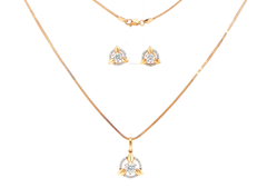 18ct Rose Gold Diamond Leaf Halo Necklace and Earring Set