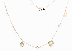 9ct Yellow Gold Cut-Out Charm and Crystal Necklace