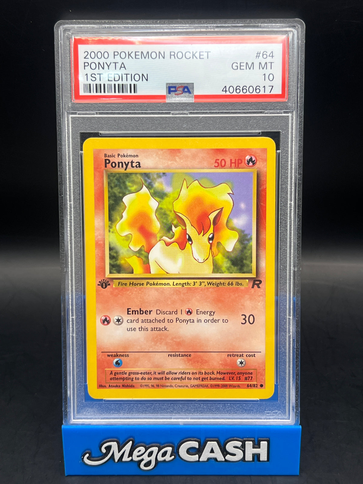 PSA 10 Ponyta 64/82 1ST Edition Rocket